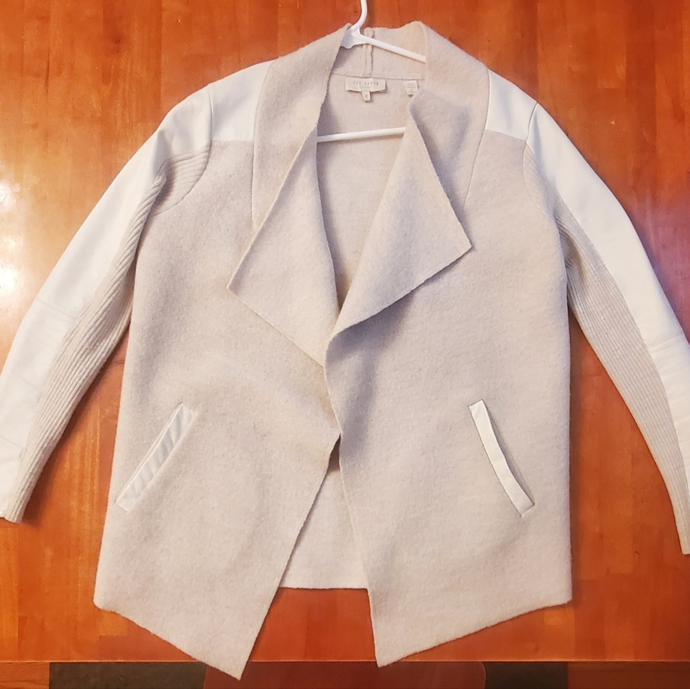 Ted Baker Hazie Boiled Wool Wrap Leather Trim - Picture 4 of 16